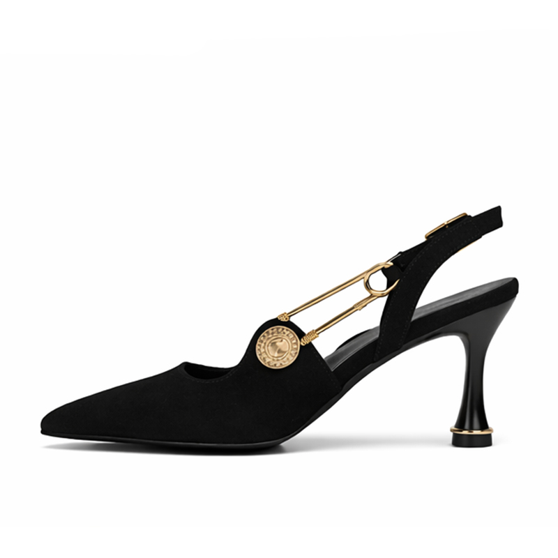 Trend Adımlar Siyah Kadın Aksesuar Detaylı Slingback Klasik Ayakkabı