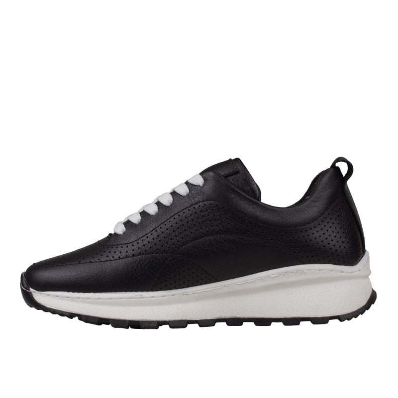 Trend Adımlar Siyah Kadın Hakiki Deri Delikli Sneaker
