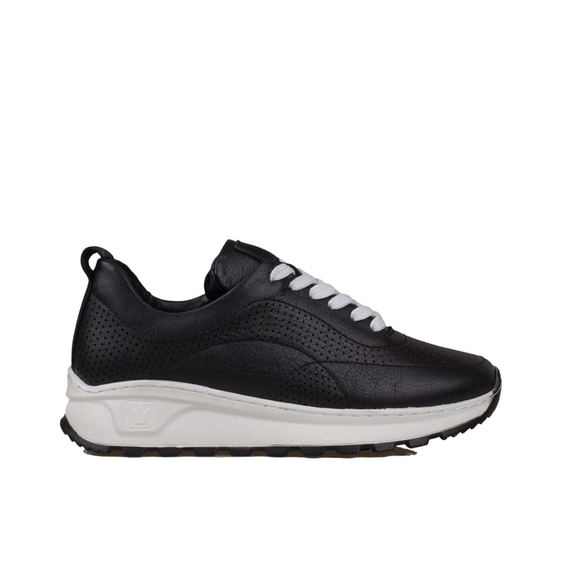 Trend Adımlar Siyah Kadın Hakiki Deri Delikli Sneaker