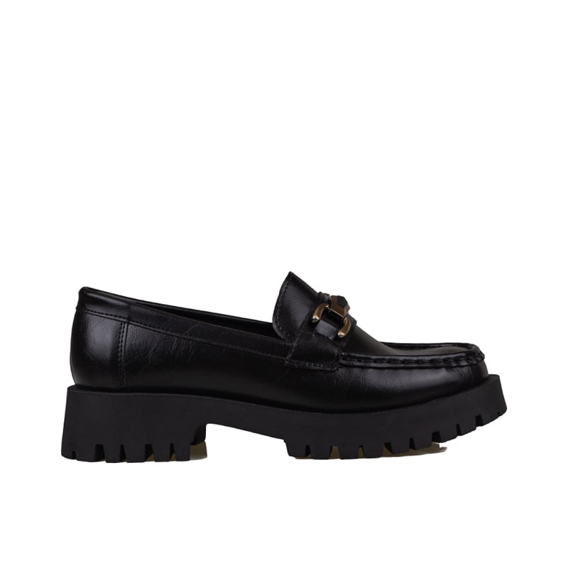 Trend Adımlar Siyah Kadın Kalın Tabanlı Loafer Ayakkabı