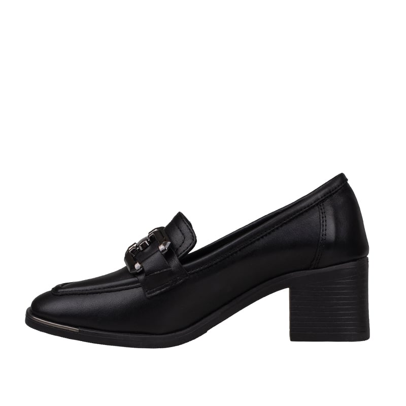 Trend Adımlar Siyah Kadın Kalın Topuk Loafer Ayakkabı