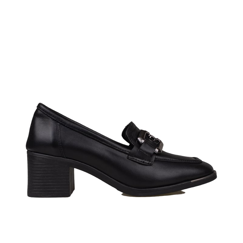 Trend Adımlar Siyah Kadın Kalın Topuk Loafer Ayakkabı