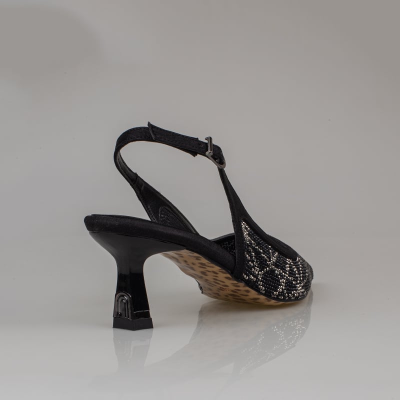 Trend Adımlar Siyah Kadın Kısa Topuk Slingback Şık Gece Ayakkabısı