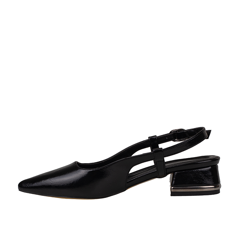 Trend Adımlar Siyah Kadın Slingback Parlak Ayakkabı