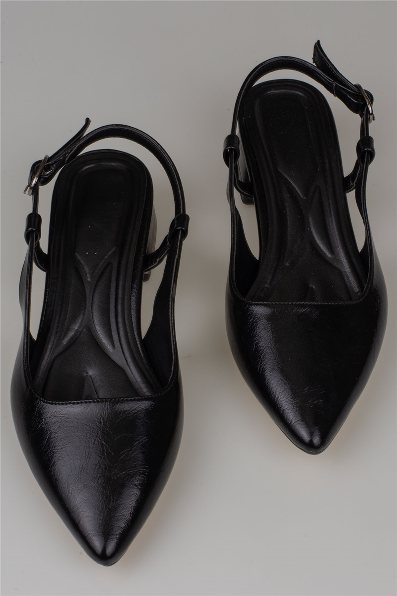 Trend Adımlar Siyah Kadın Slingback Parlak Ayakkabı