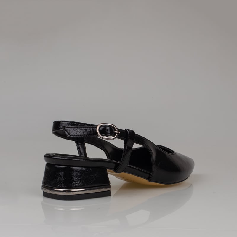 Trend Adımlar Siyah Kadın Slingback Parlak Ayakkabı