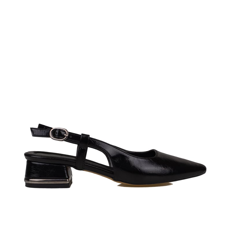 Trend Adımlar Siyah Kadın Slingback Parlak Ayakkabı