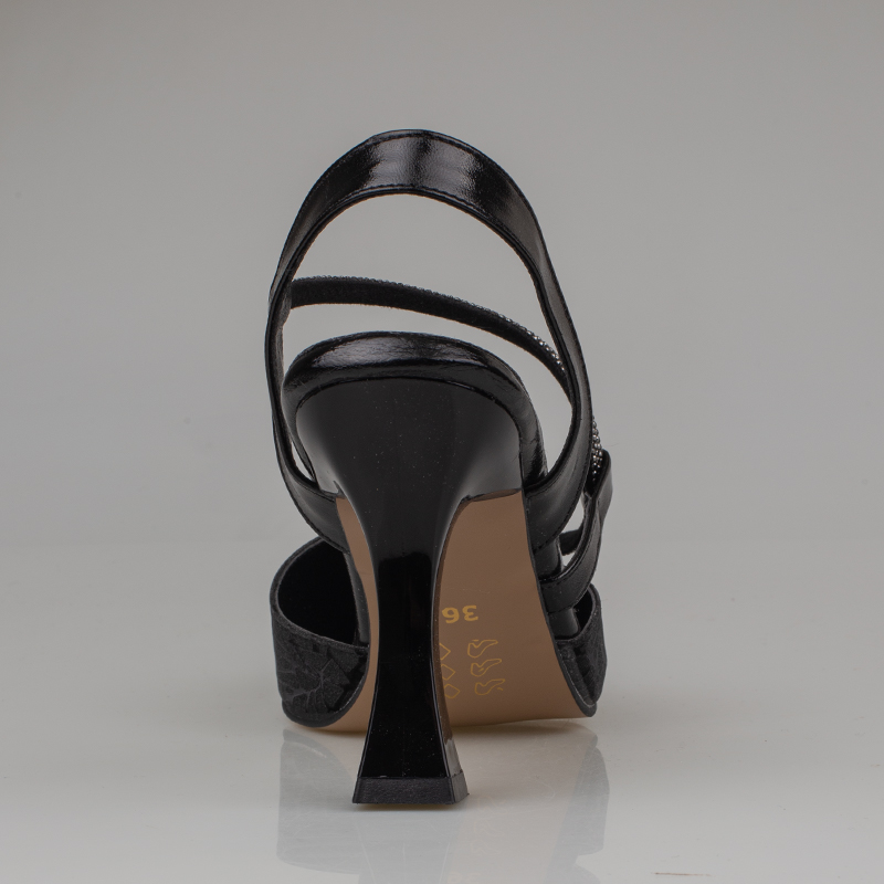 Trend Adımlar Siyah Kadın Taş Detaylı Slingback Abiye Ayakkabı
