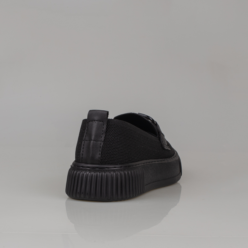 Trend Adımlar Siyah Kadın Triko Loafer Ayakkabı