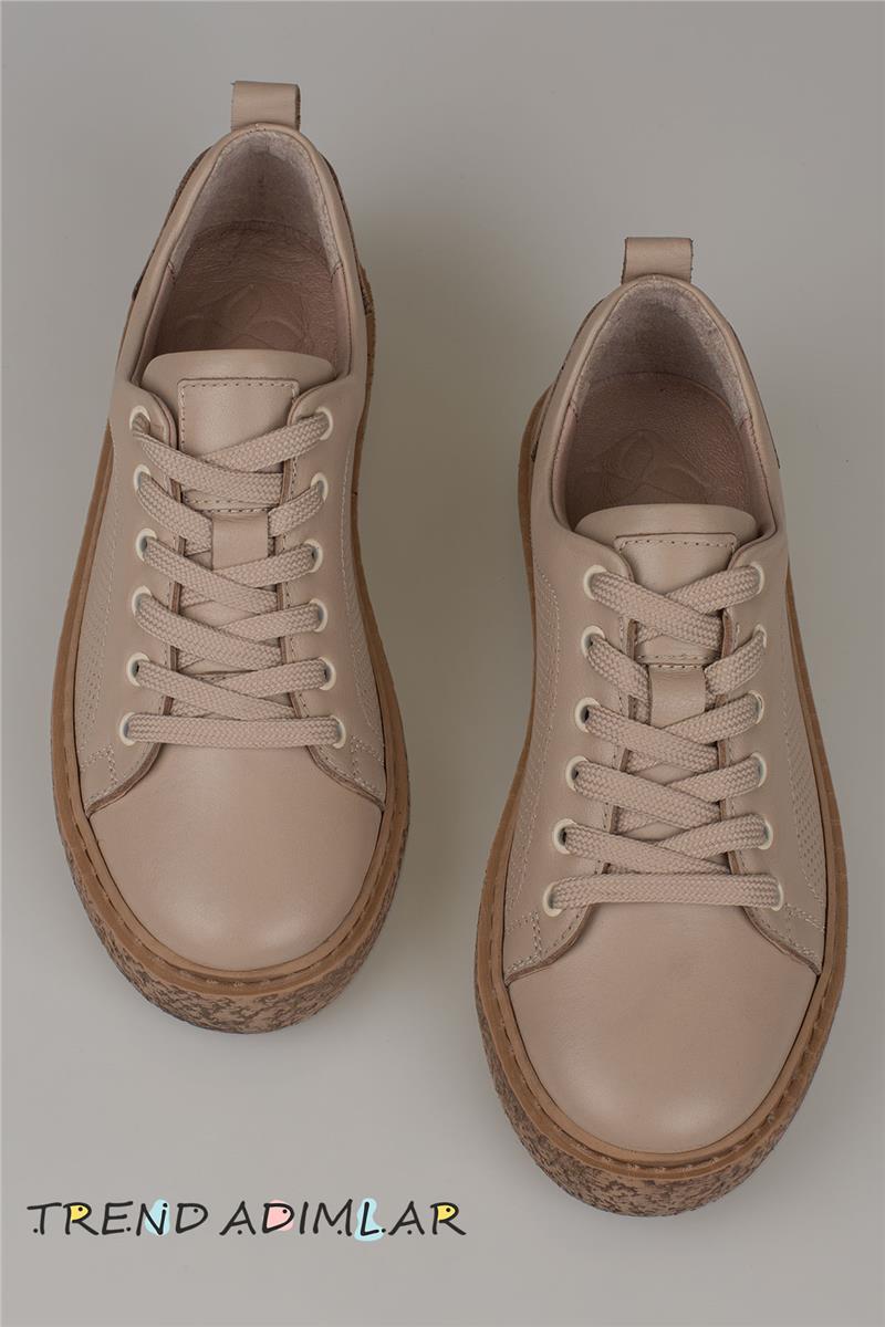 Trend Adımlar Vizon Opi Hakiki Deri Kadın Sneaker