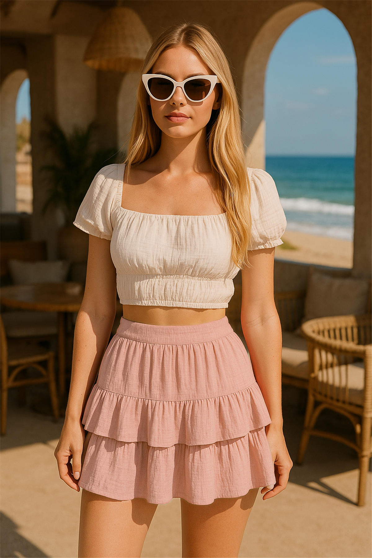 Bohem Müslin Fırfırlı Mini Etek - Rahat Yaz Stili