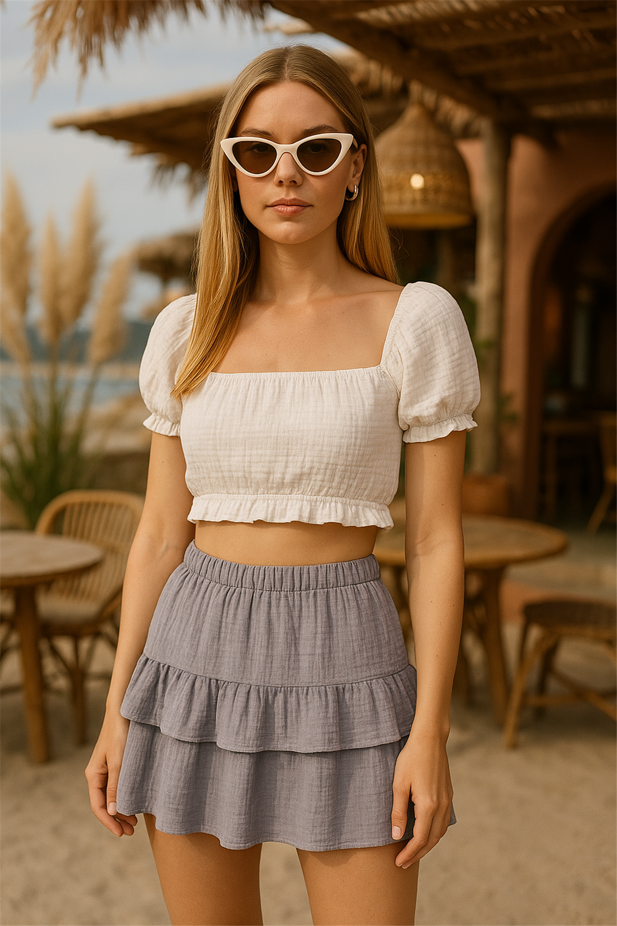 Bohem Müslin Fırfırlı Mini Etek - Rahat Yaz Stili