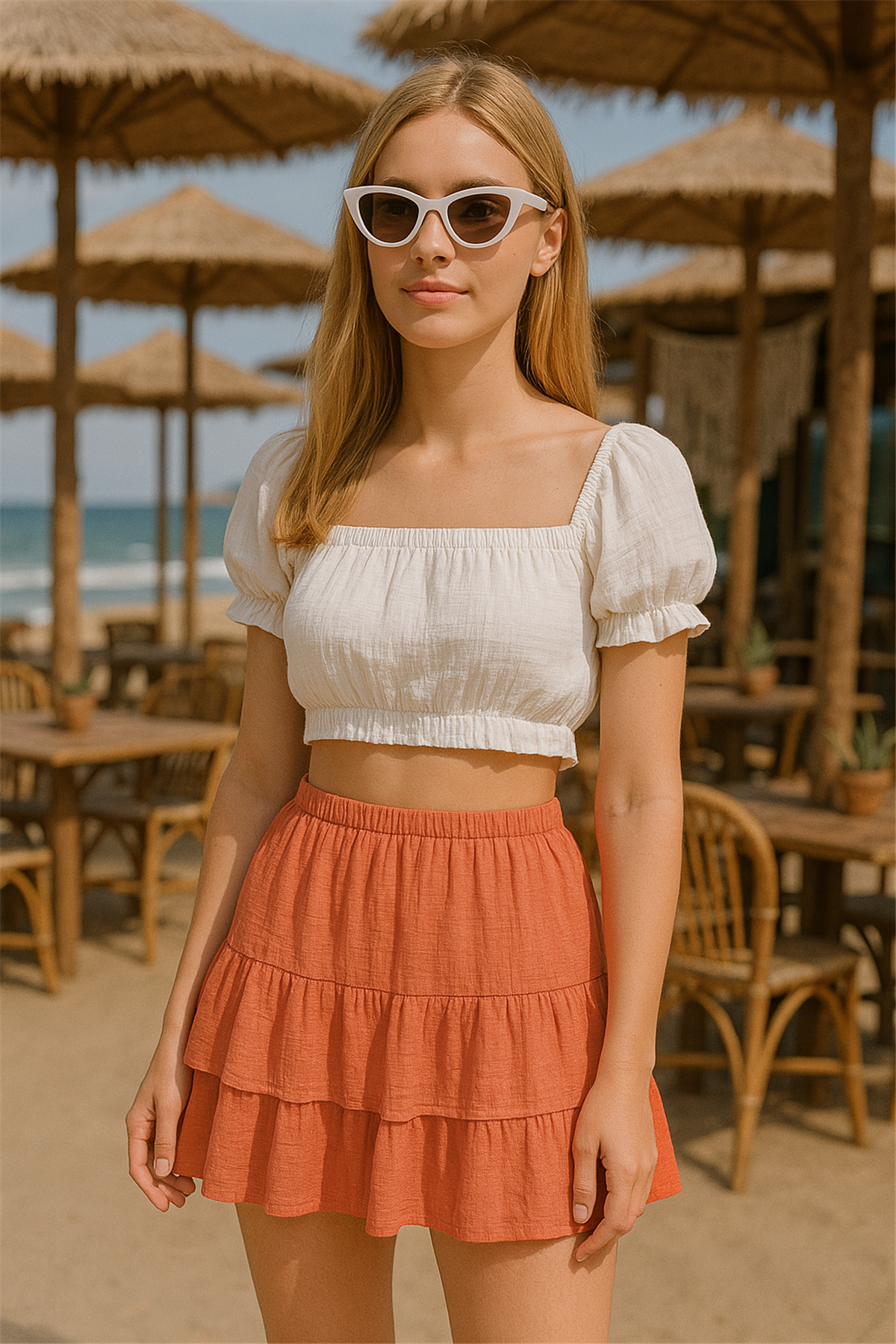 Bohem Müslin Fırfırlı Mini Etek - Rahat Yaz Stili