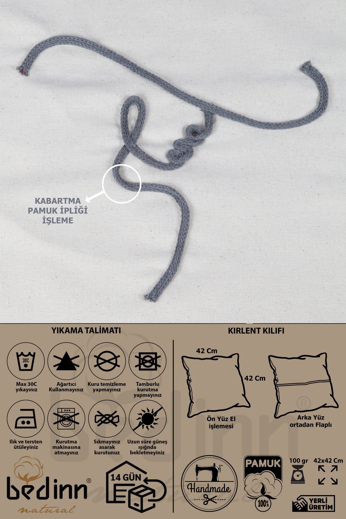 Boho Kırlent Kılıfı Şapkalı Kadın Çizgi Sanatı Krem, Tek Çizgi Sanatı, Minimalist Çizim 42x42 Cm