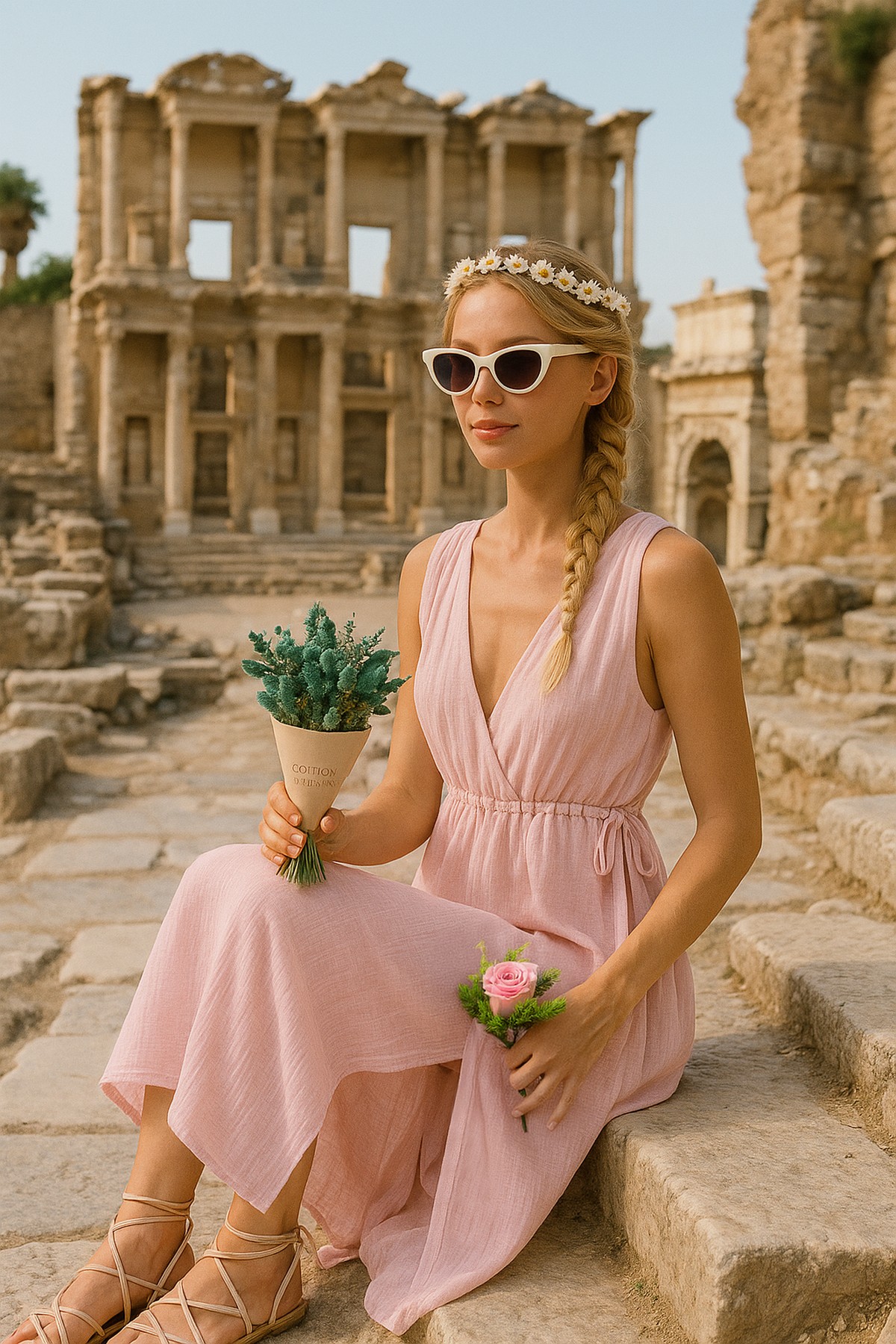 Efes Helen Style Muslin Dress - Summer Beach Dress