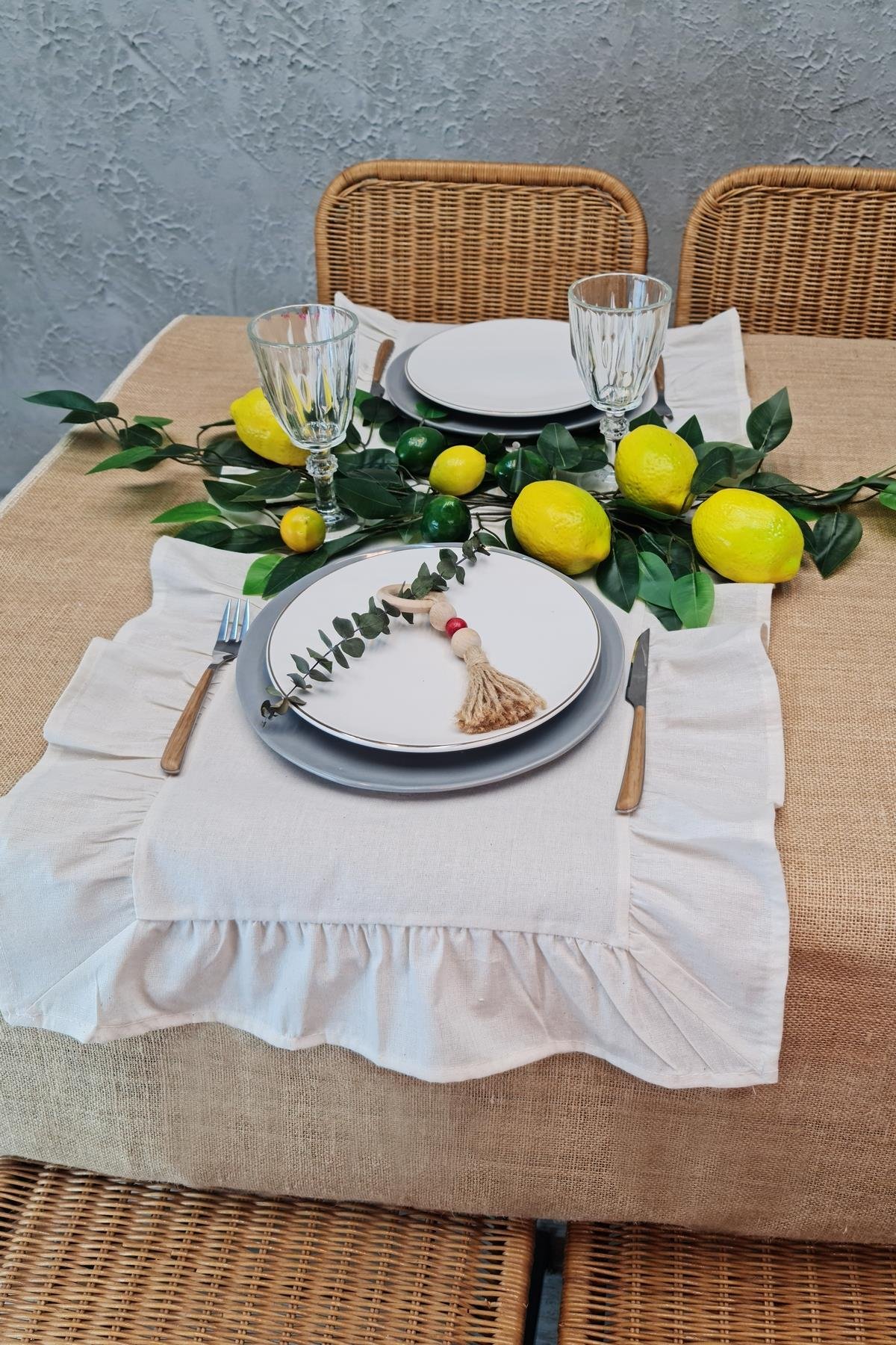 Fırfırlı Keten Runner 40x110 Cm Eco 