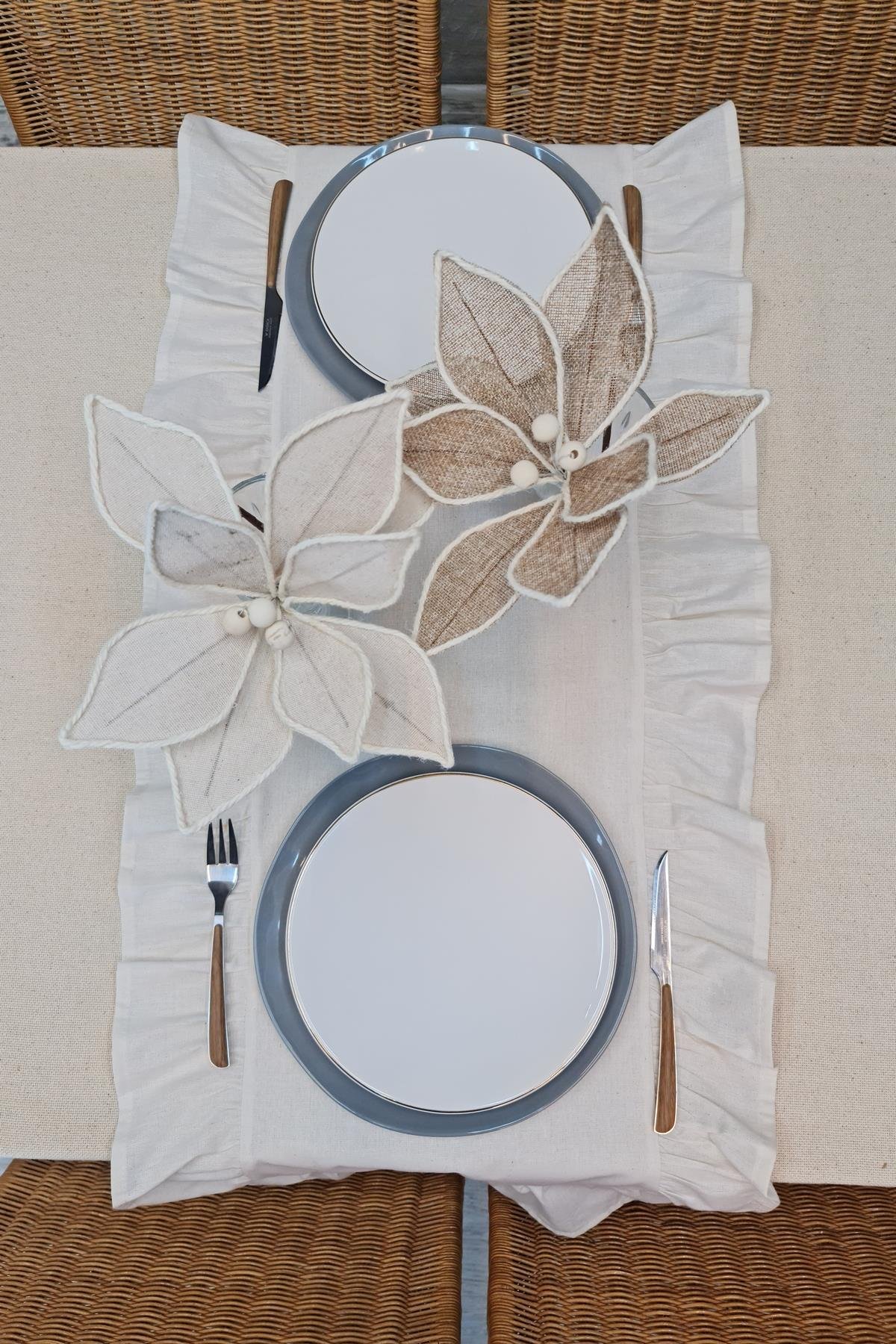 Fırfırlı Keten Runner 40x110 Cm Eco 