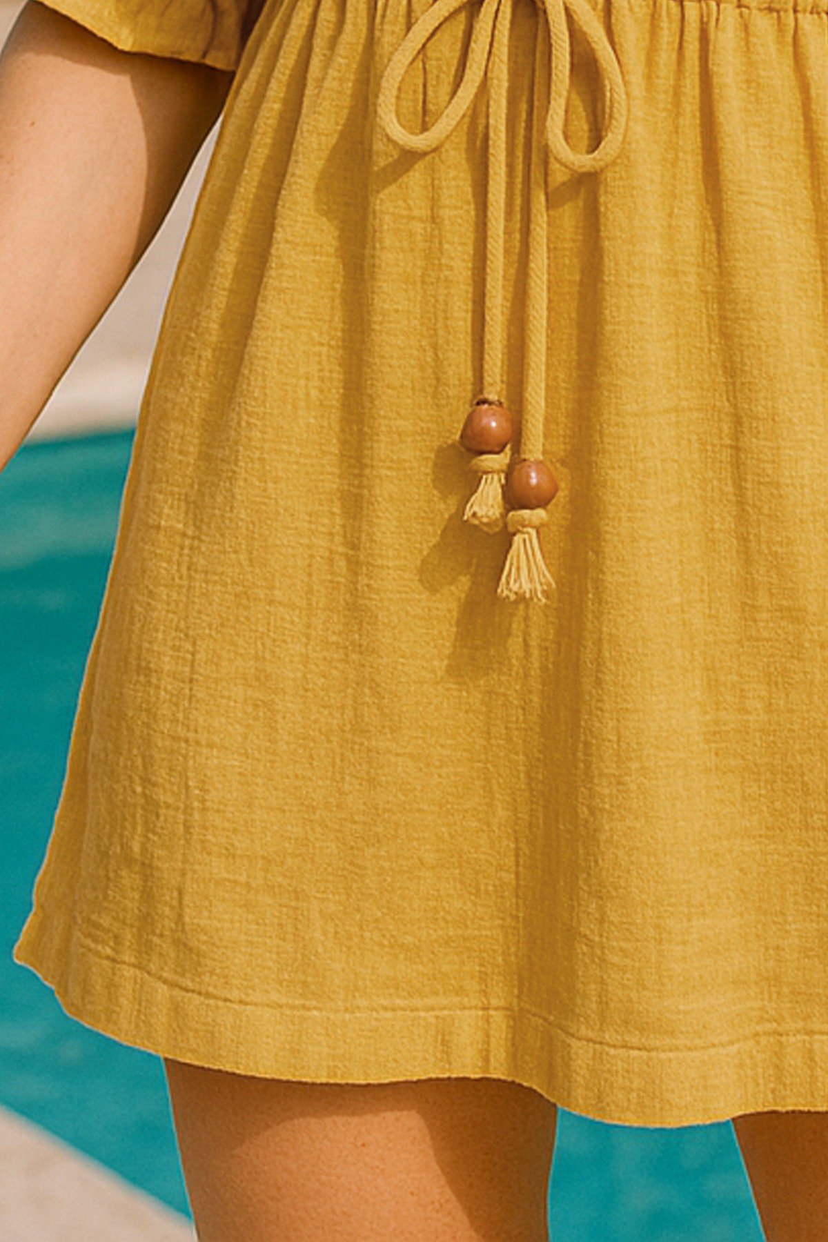 Muslin Mini Dress V Neck Boho - Beachwear