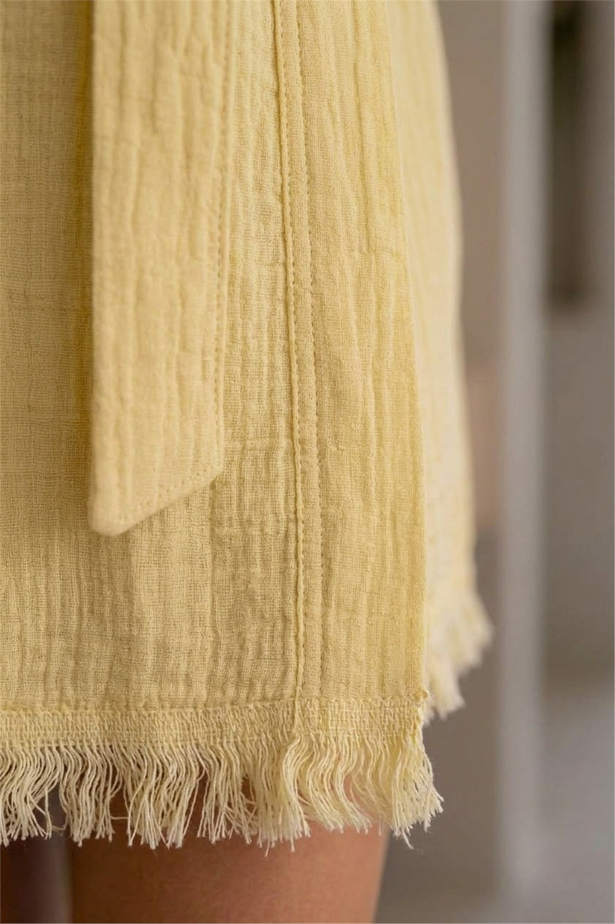 Müslin Peştemal Kimono Bornoz Kısa - %100 Pamuk, Doğal Dokulu