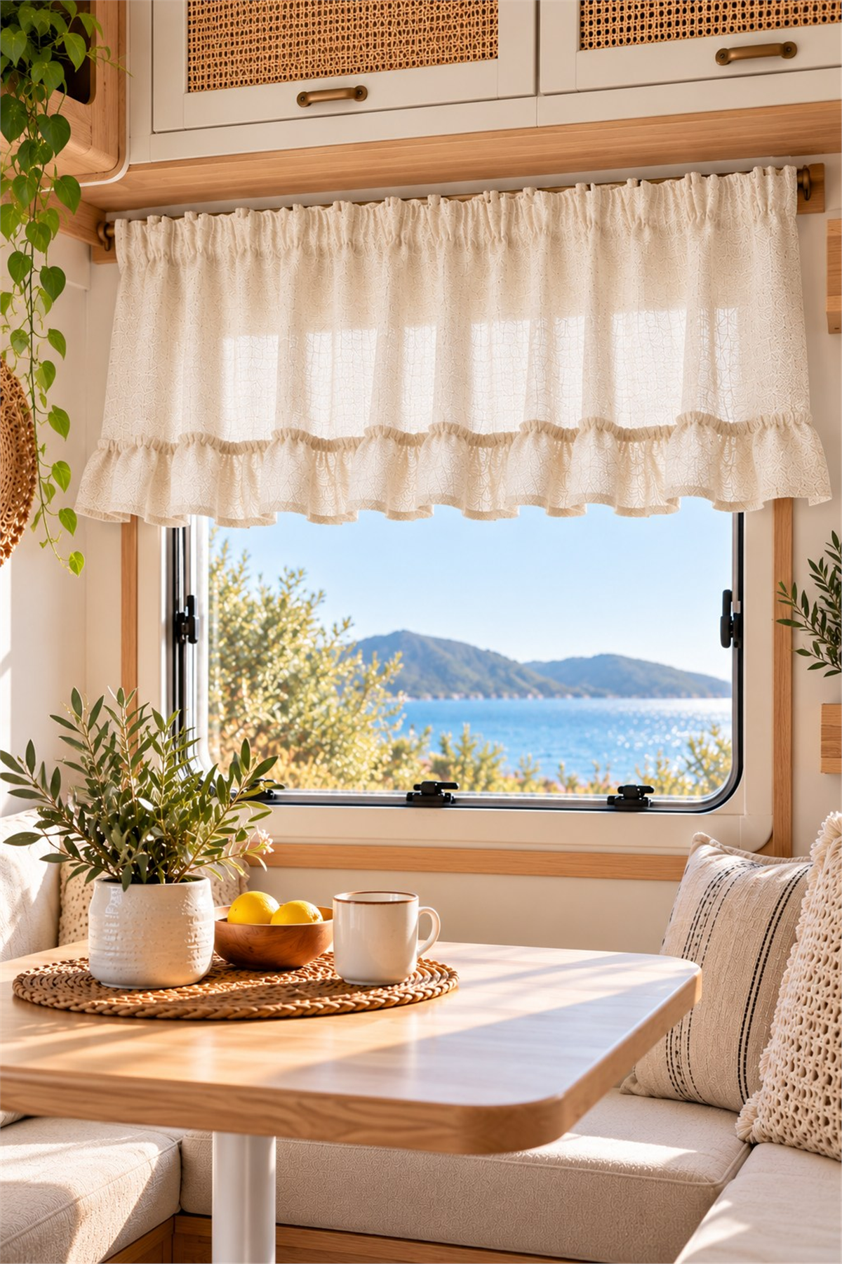 Naturel Country Farbela Valans Perde - Büzgülü Country Perde