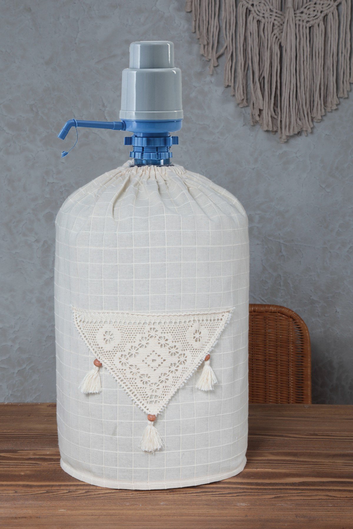 Naturel Damacana Kılıfı Dantelli