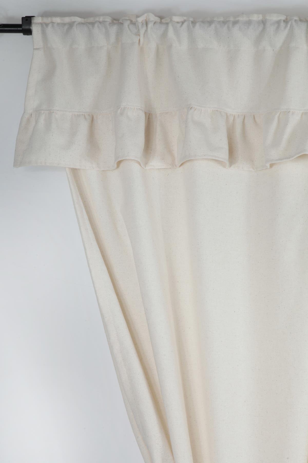 Naturel Fırfırlı Perde Farbalı Vintage TEK Kanat Krem 