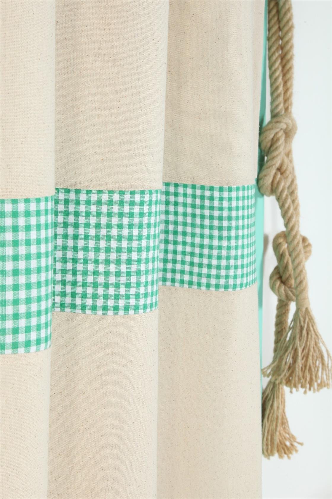 Naturel Fırfırlı Perde Kornişli Vintage Renkli