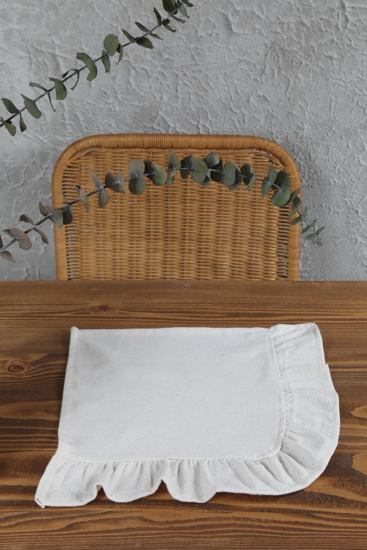 Naturel İki Uç Fırfırlı Peçete 6 lı Vintage 30x30 Cm