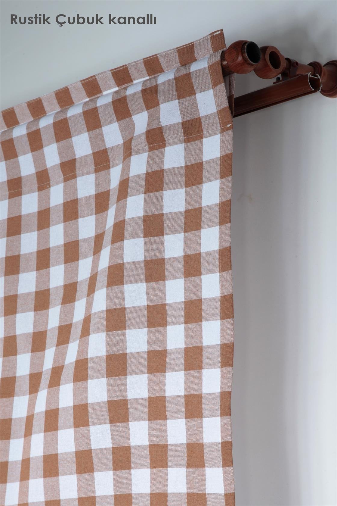 Naturel Potlu Ekose Tül Perde Retro