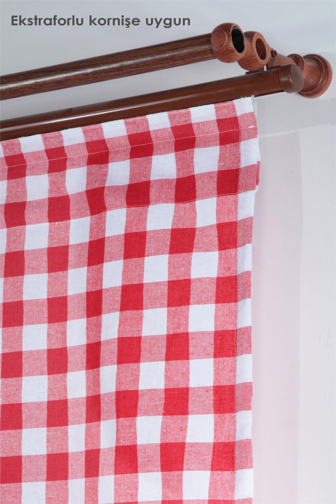 Naturel Potlu Ekose Tül Perde Retro