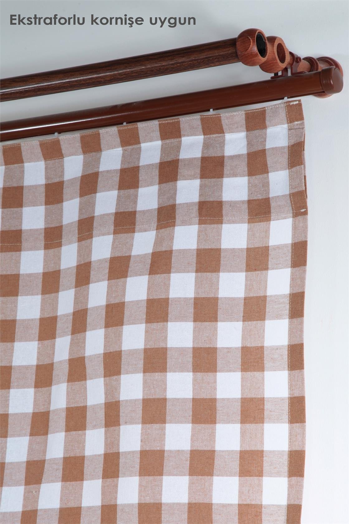 Naturel Potlu Ekose Tül Perde Retro