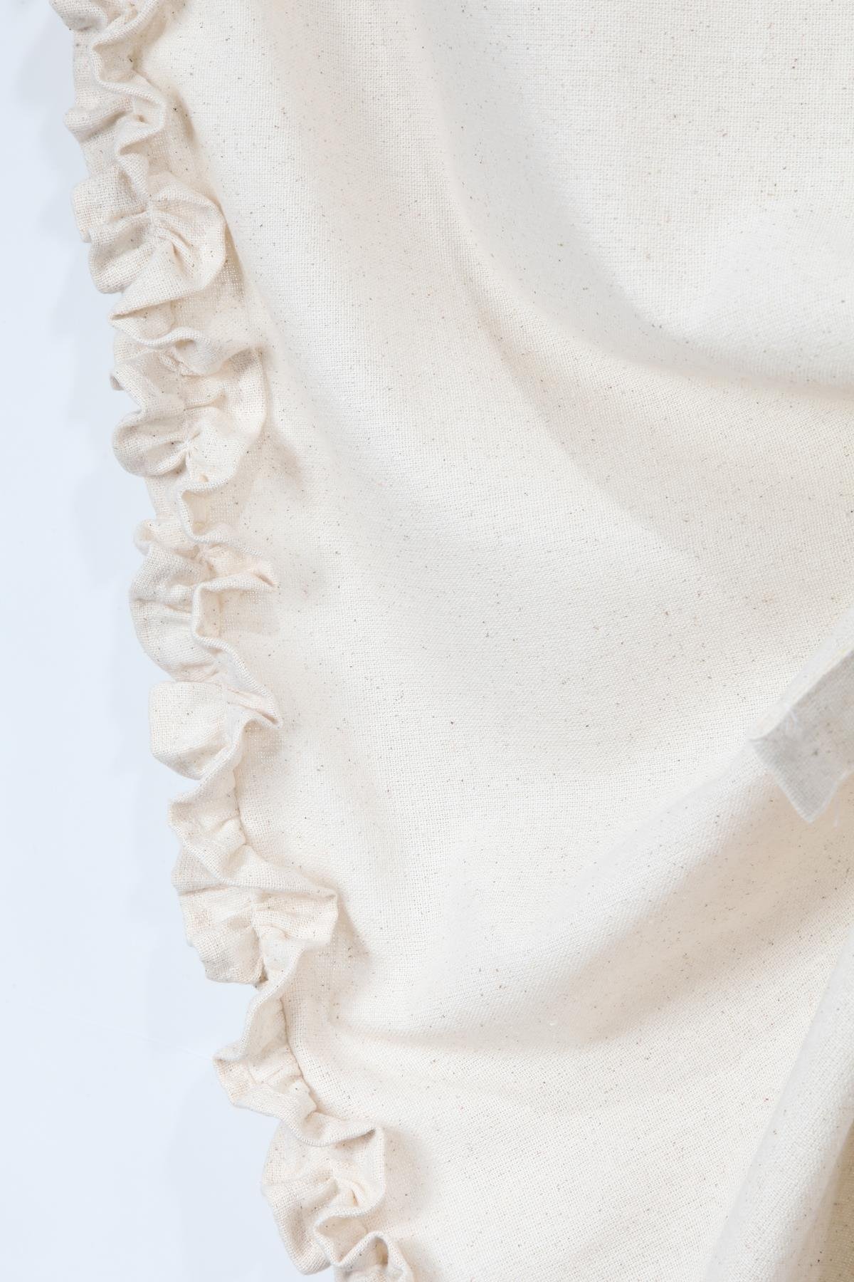 Naturel Potlu Perde Bohem Büzgü Bantlı