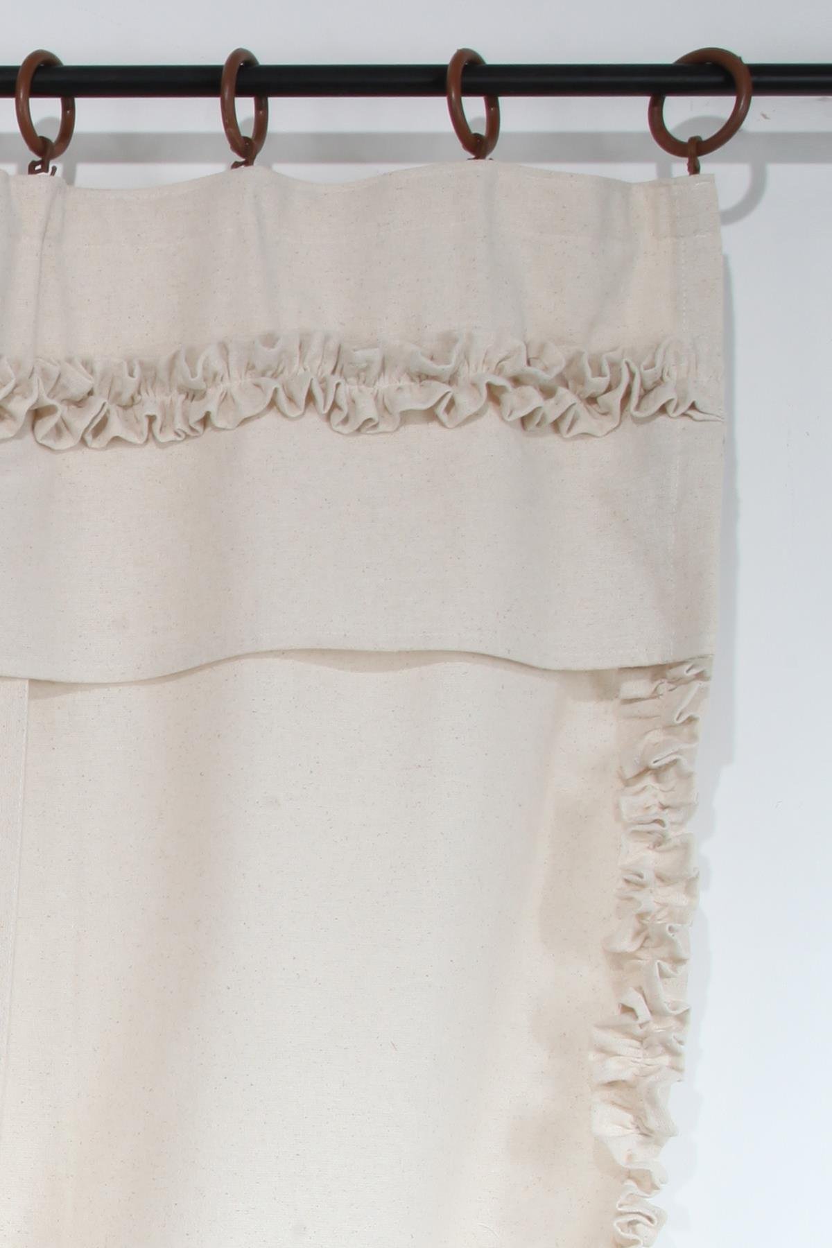 Naturel Potlu Perde Bohem Büzgü Bantlı