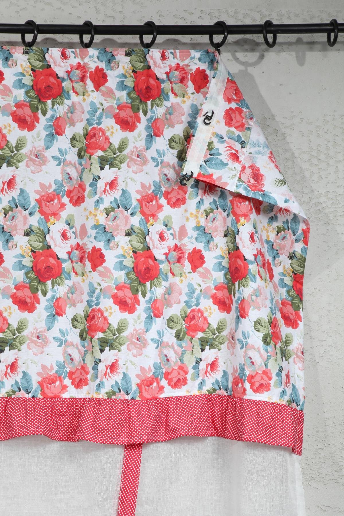 Naturel Potlu Tül Perde Spring Fırfırlı Çiçek