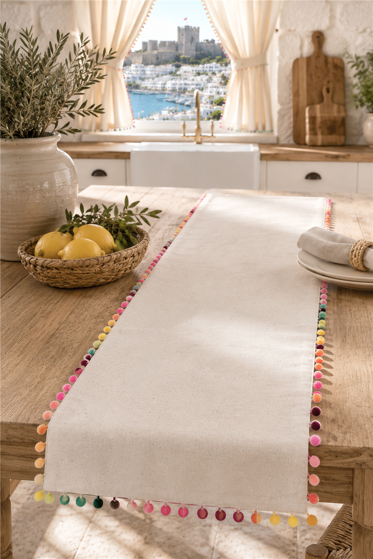 Naturel Rainbow Ponponlu Runner