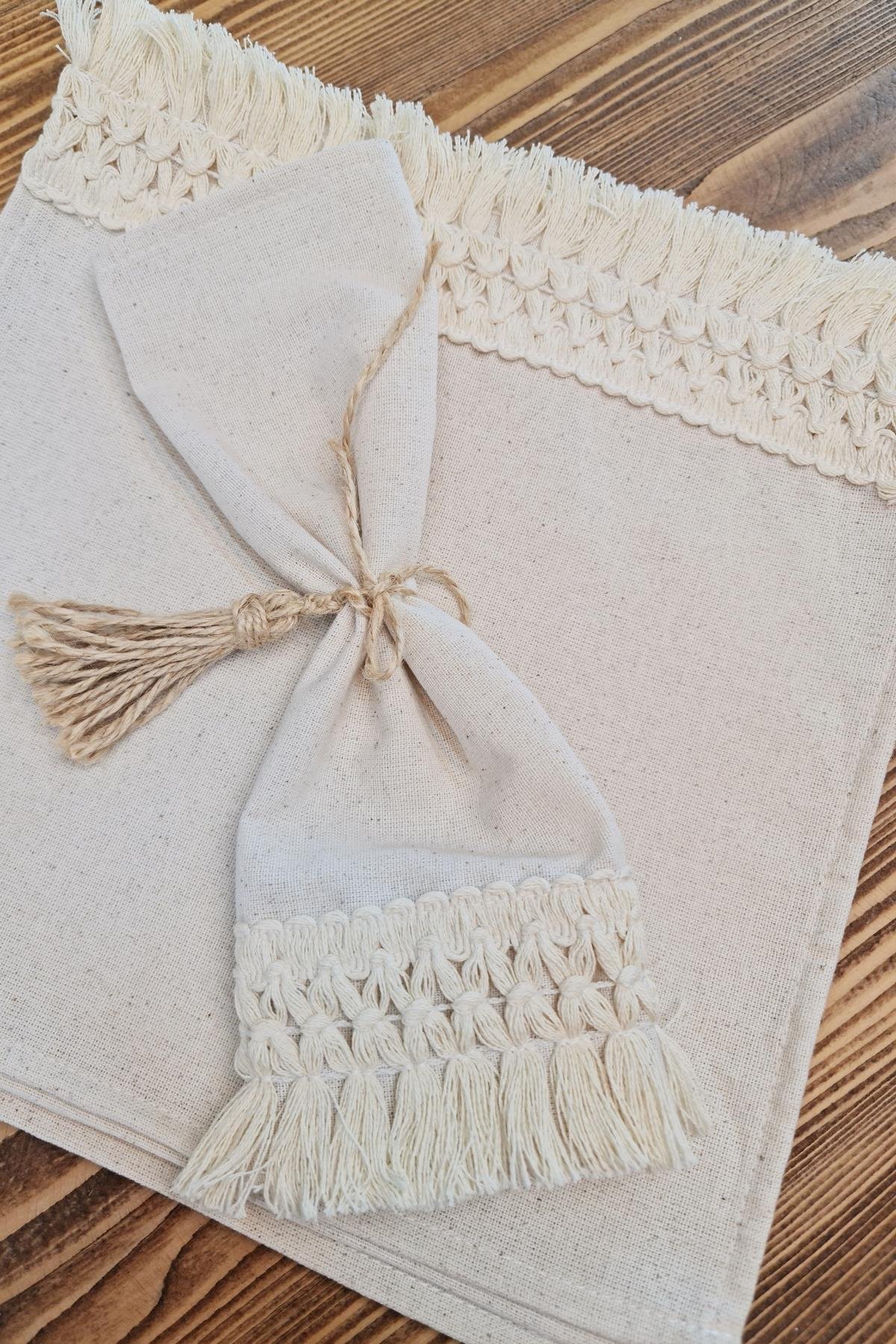 Naturel Saçaklı Peçete 6 lı  30x30 Cm