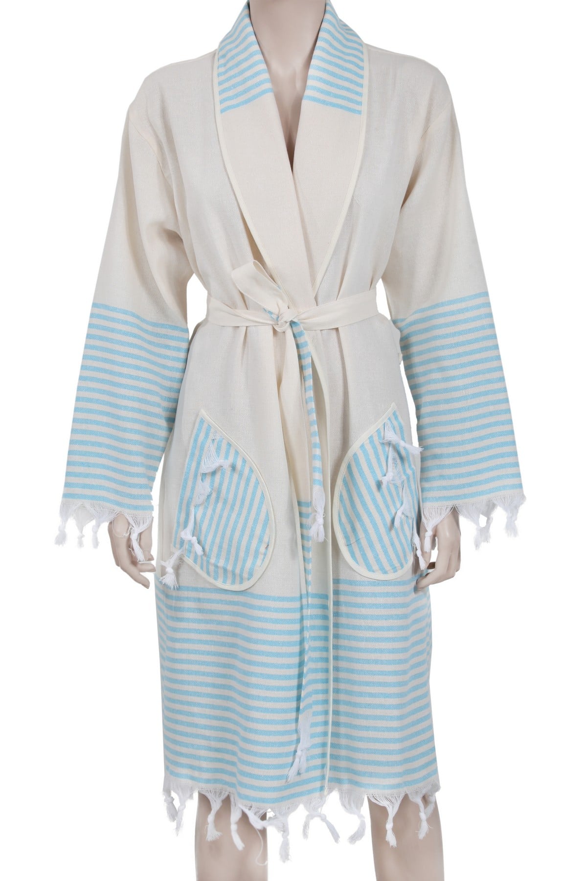 Peştemal Bornoz Kimono Yaka Burgata - %100 Doğal Pamuk