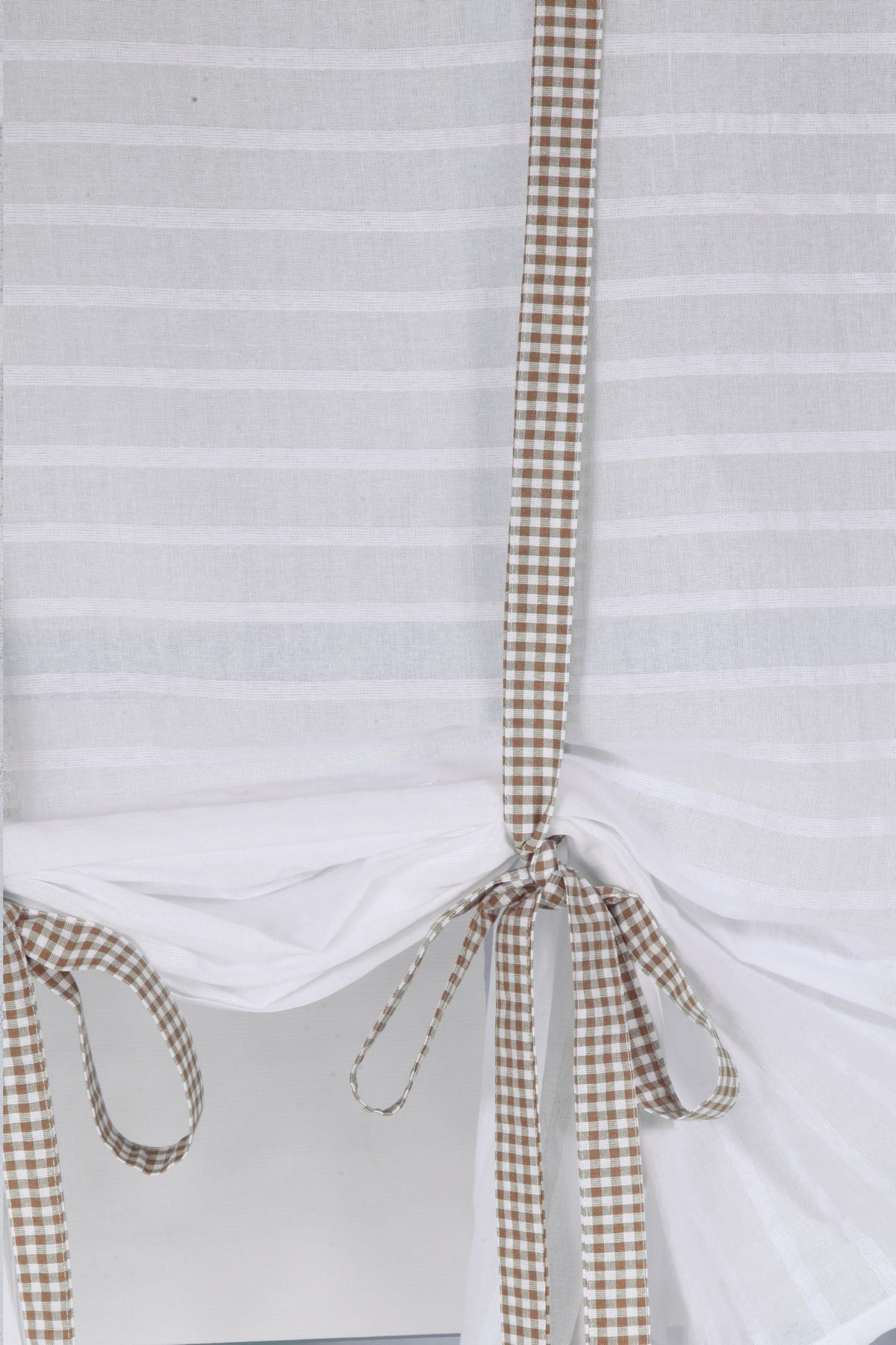 Potlu Perde Farbalı Pötikare Kahve 160x185 Cm