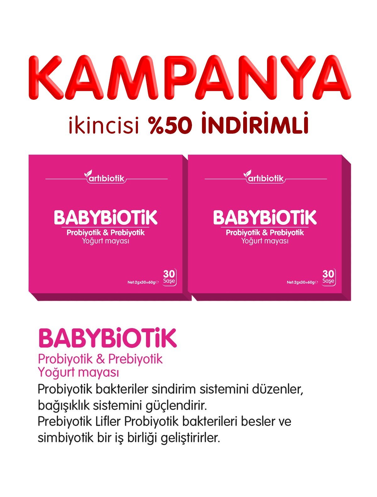 ARTIBİOTİK Babybiotik Prebiotik Yogurt Mayasi KAMPANYA
