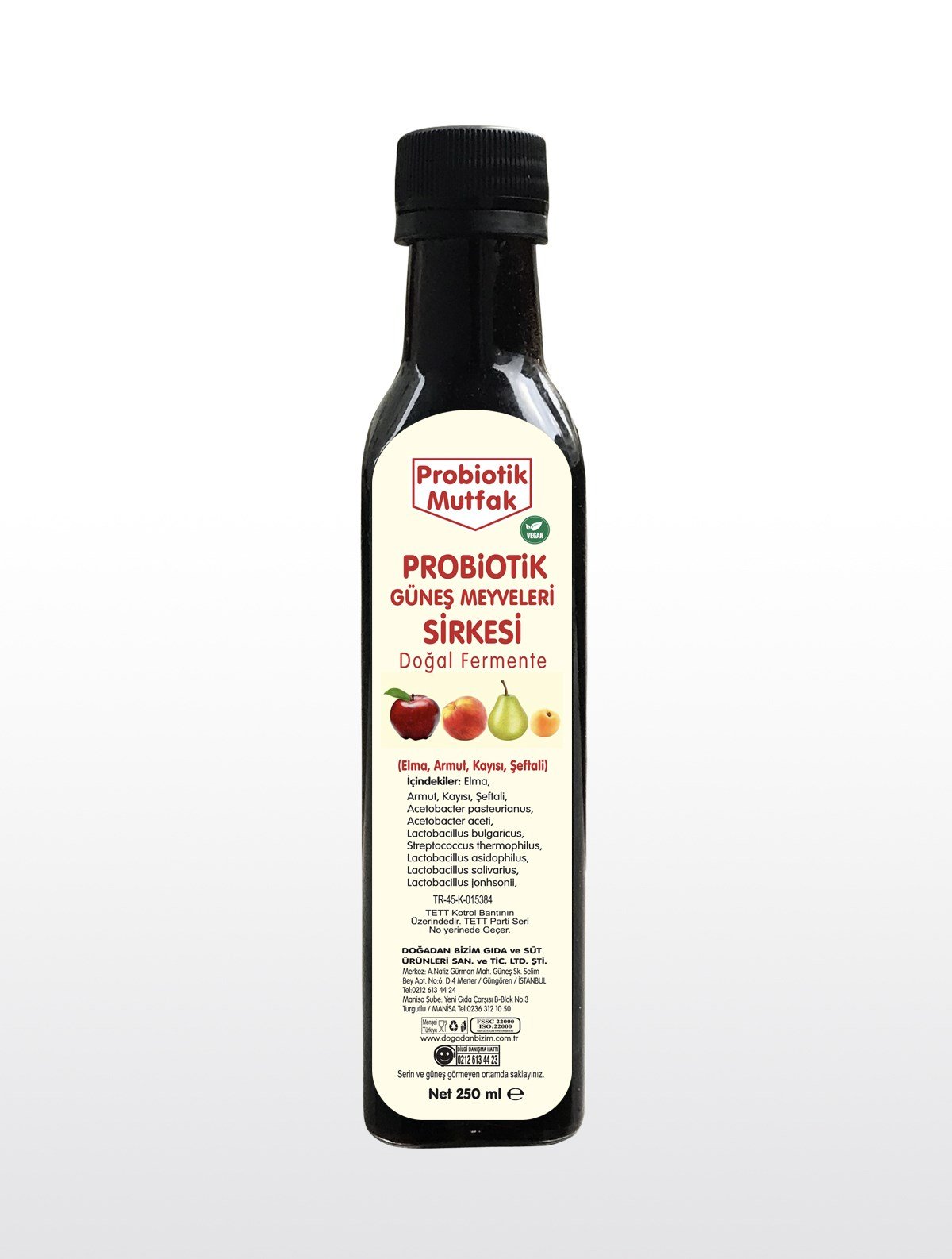 Probiyotik Güneş Meyveleri (Elma, Armut, Kaysı, Şeftali) Sirkesi 250ml