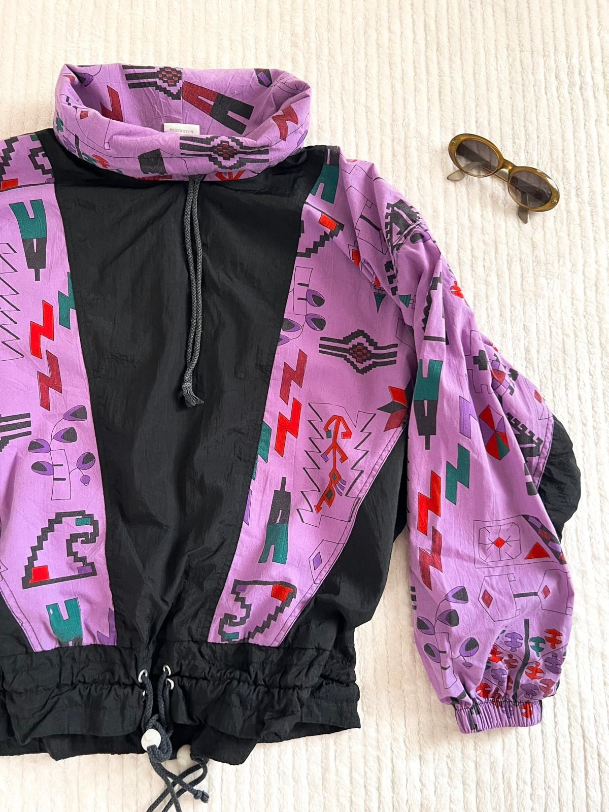 80ler Desenli Anorak Bomber