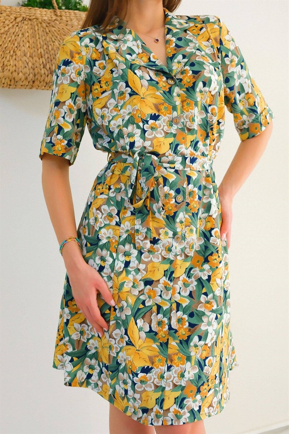 80ler Floral Elbise
