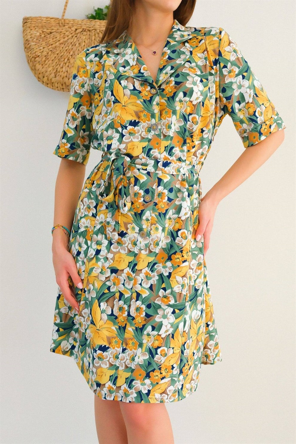80ler Floral Elbise