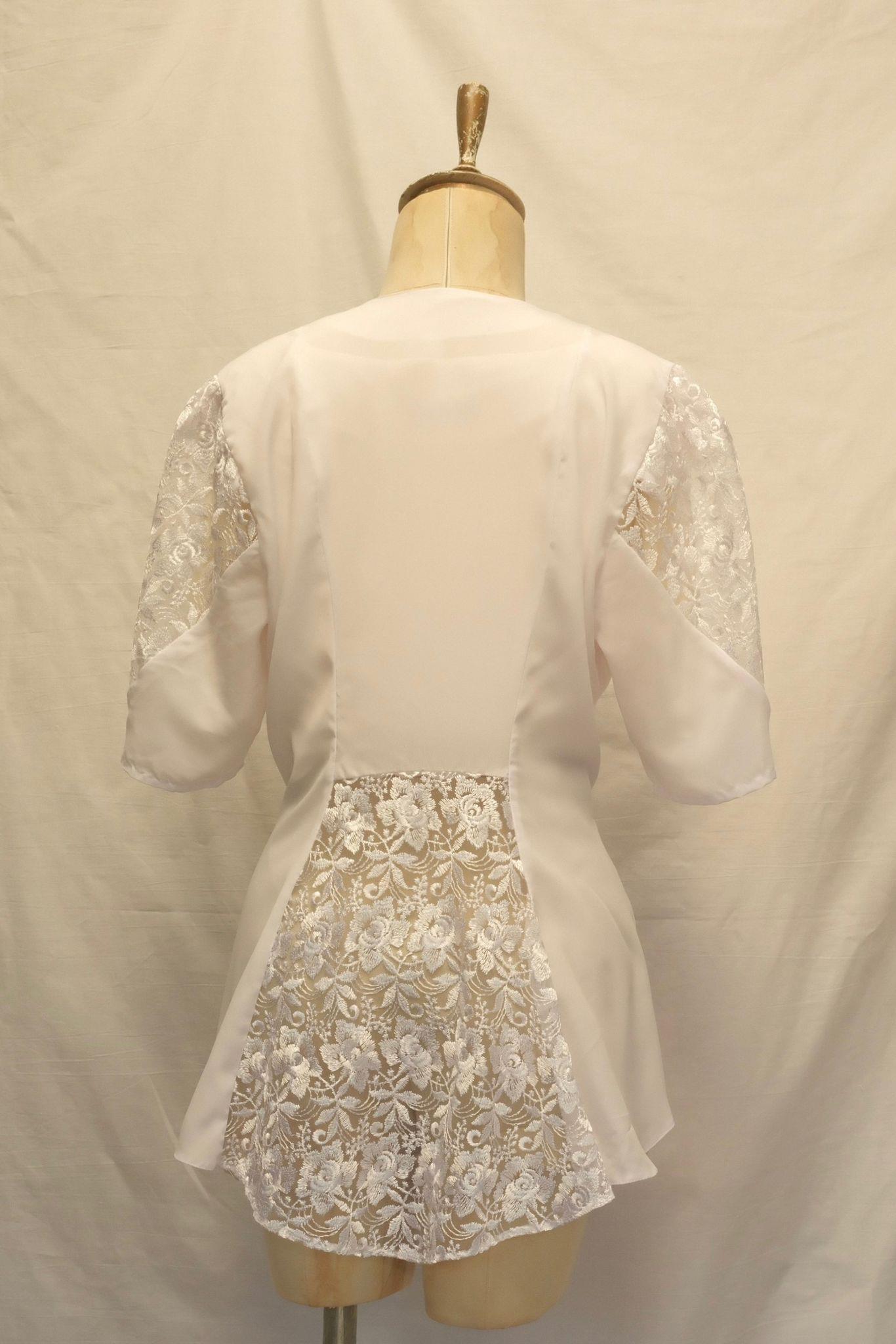 80ler Peplum Dantelli Gömlek