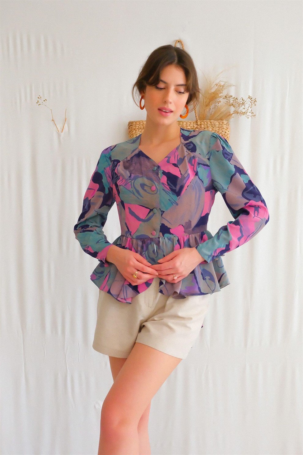 80ler Peplum Gömlek