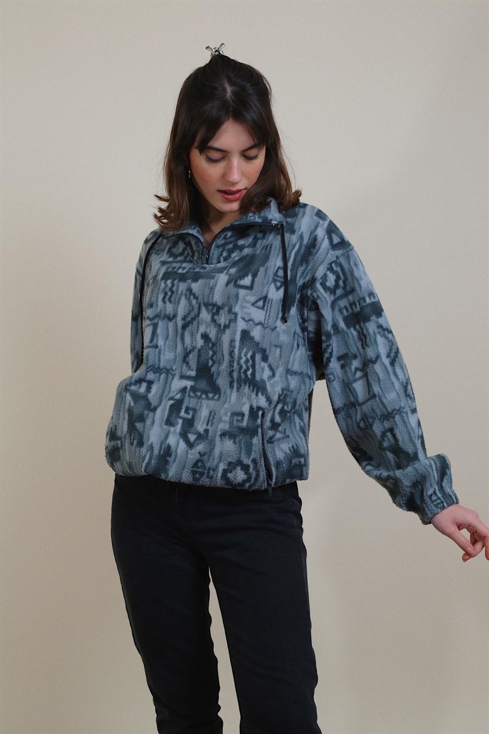 90lar Desenli Polar Sweat