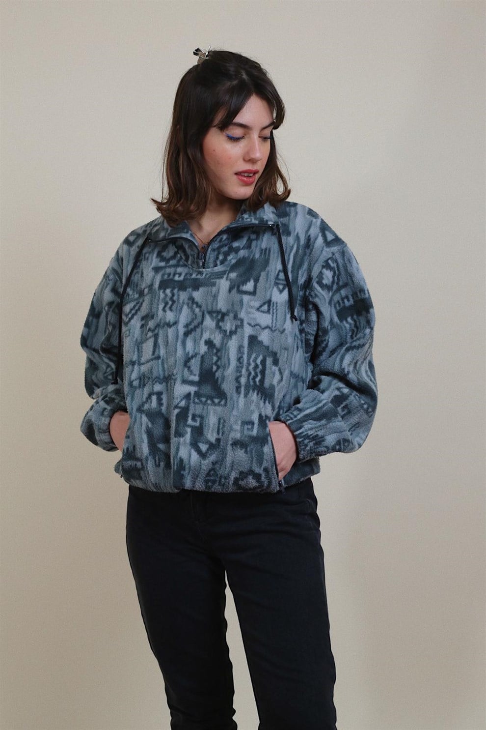 90lar Desenli Polar Sweat