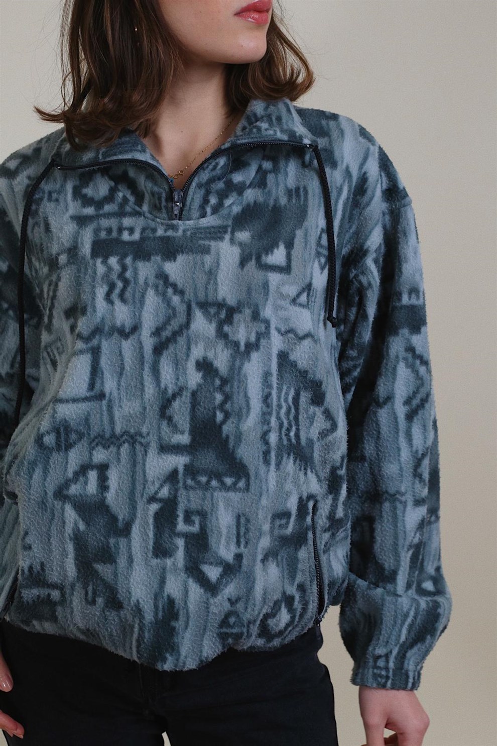 90lar Desenli Polar Sweat