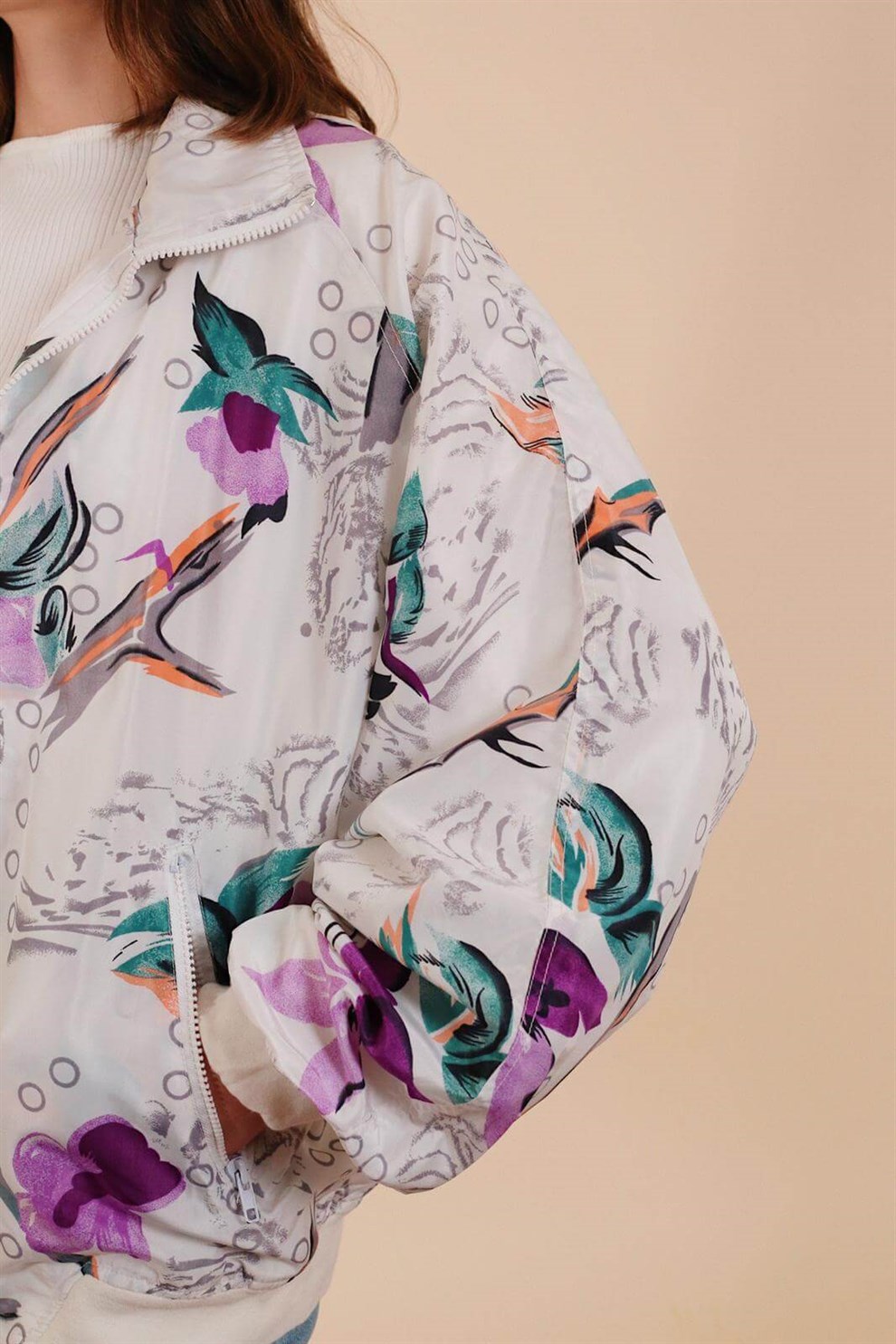 90lar Floral Bomber