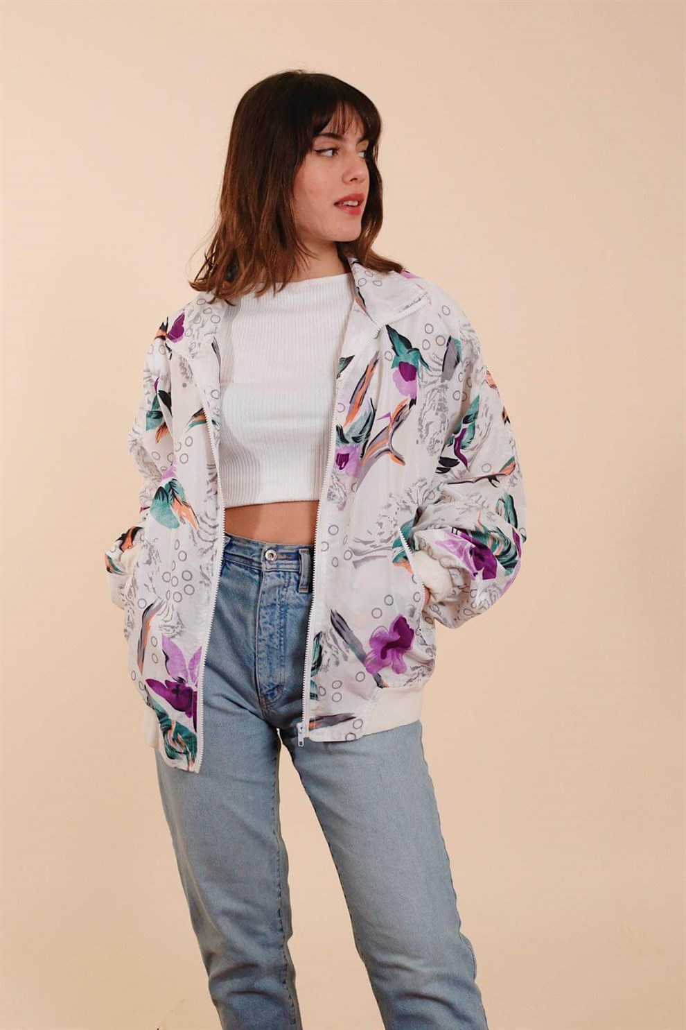 90lar Floral Bomber